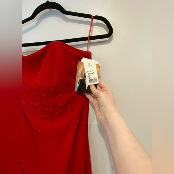 VTG Y2K Jessica McClintock for Gunne Sax Strapless Red Sparkly Dress Deadstock - Picture 5 of 10